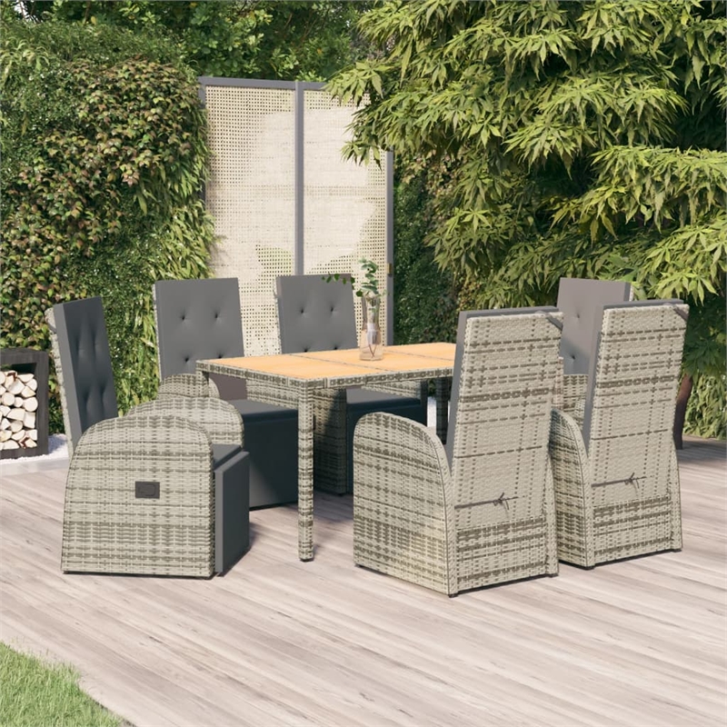 Afuera Living Contemporary Synthetic Poly Rattan Garden Dining Set in Gray