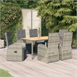 Afuera Living Contemporary Synthetic Poly Rattan Garden Dining Set in Gray