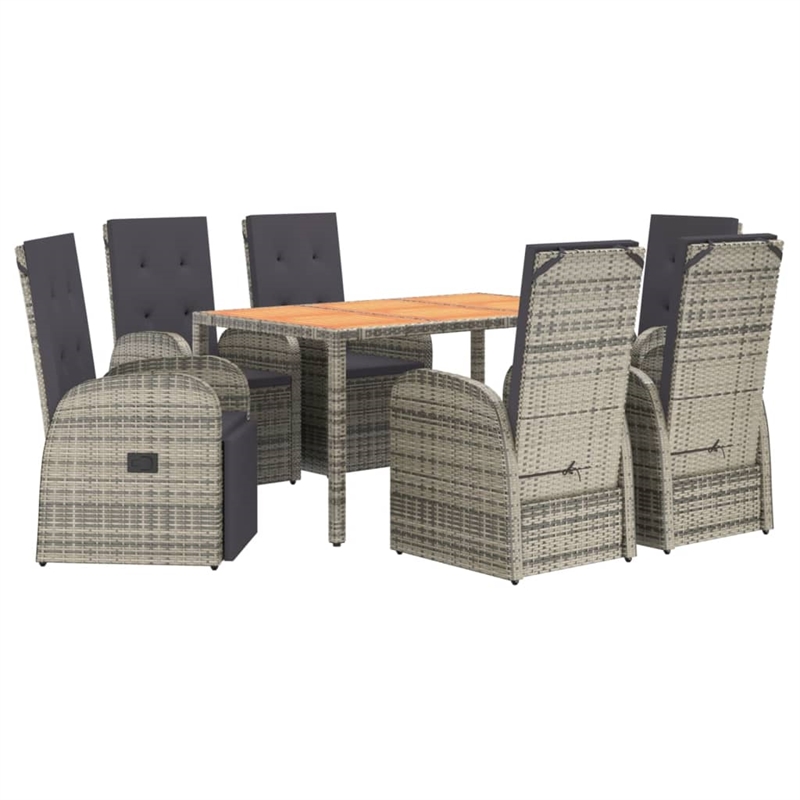 Afuera Living Contemporary Synthetic Poly Rattan Garden Dining Set in Gray