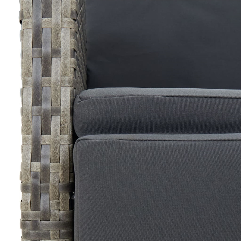 Afuera Living Contemporary Synthetic Poly Rattan Garden Dining Set in Gray