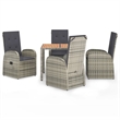 Afuera Living Contemporary Synthetic Poly Rattan Garden Dining Set in Gray