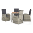 Afuera Living Contemporary Synthetic Poly Rattan Garden Dining Set in Gray