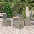 Afuera Living Contemporary Synthetic Poly Rattan Garden Dining Set in Gray