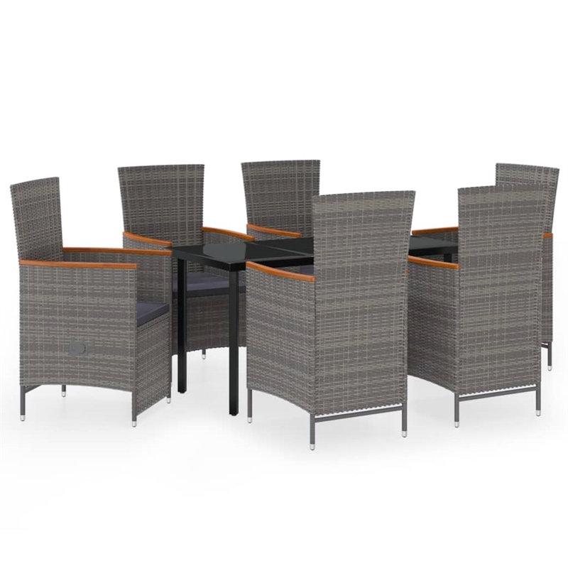Afuera Living Contemporary Durable Rattan Garden Dining Set in Gray
