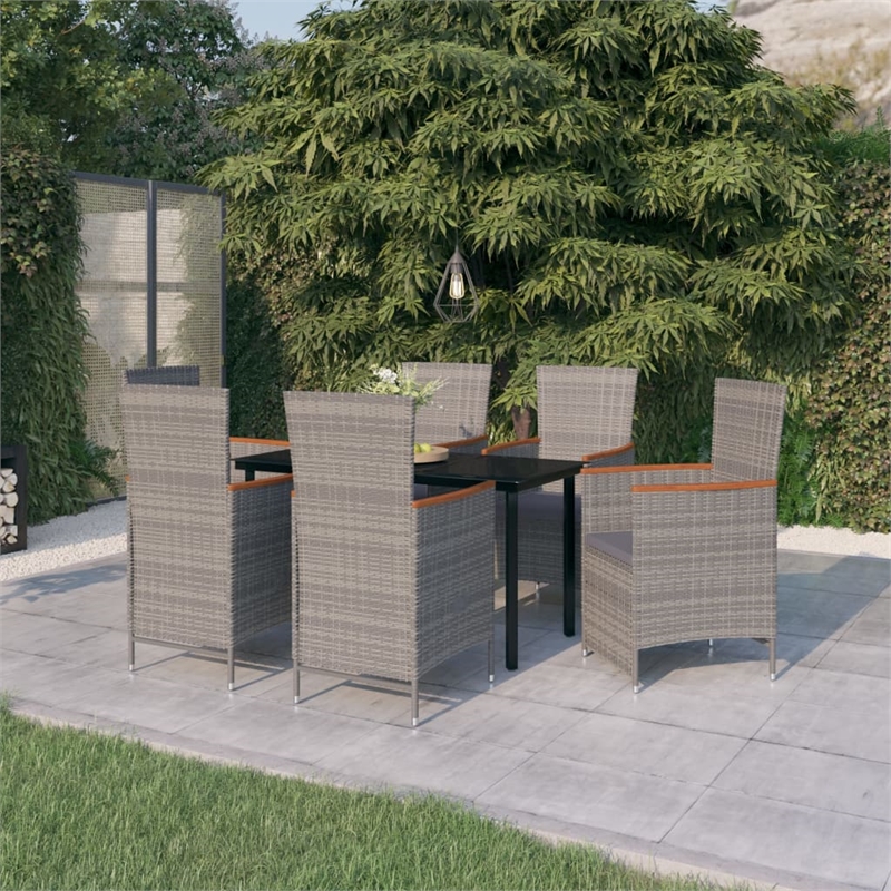 Afuera Living Contemporary Durable Rattan Garden Dining Set in Gray