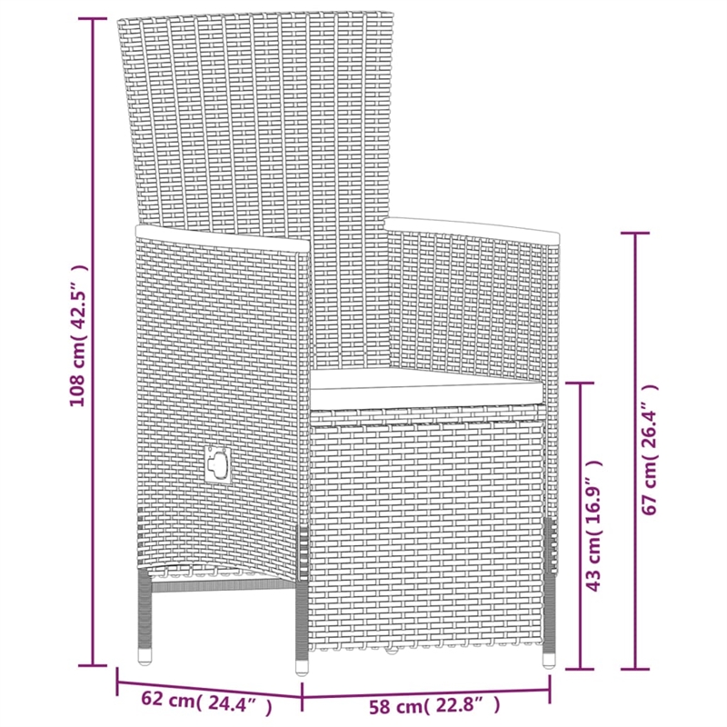 Afuera Living Contemporary Durable Rattan Garden Dining Set in Gray