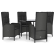 Afuera Living Contemporary Synthetic Poly Rattan Patio Dining Set in Black