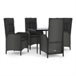 Afuera Living Contemporary Synthetic Poly Rattan Patio Dining Set in Black