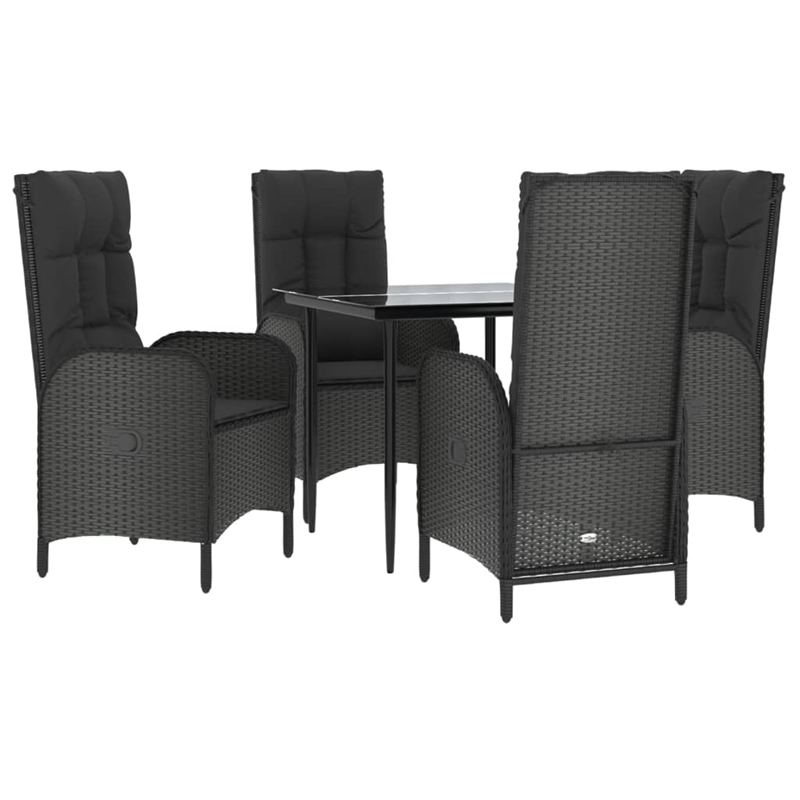 Afuera Living Contemporary Synthetic Poly Rattan Patio Dining Set in Black