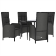Afuera Living Contemporary Synthetic Poly Rattan Patio Dining Set in Black