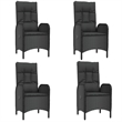 Afuera Living Contemporary Synthetic Poly Rattan Patio Dining Set in Black