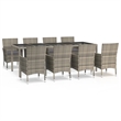 Afuera Living Synthetic Poly Rattan 9 Piece Patio Dining Set in Gray
