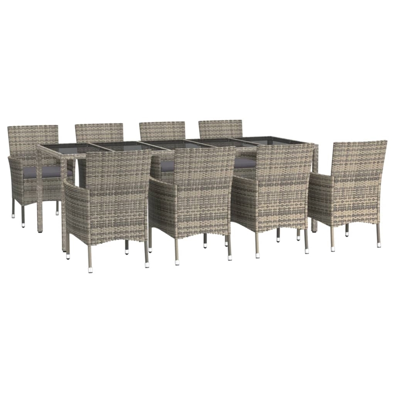 Afuera Living Synthetic Poly Rattan 9 Piece Patio Dining Set in Gray