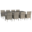 Afuera Living Synthetic Poly Rattan 9 Piece Patio Dining Set in Gray