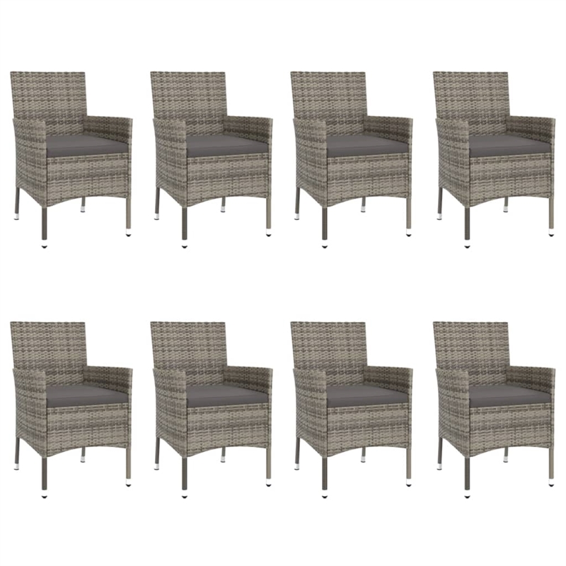 Afuera Living Synthetic Poly Rattan 9 Piece Patio Dining Set in Gray