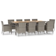 Afuera Living Contemporary Synthetic Poly Rattan 11PC Garden Dining Set in Gray