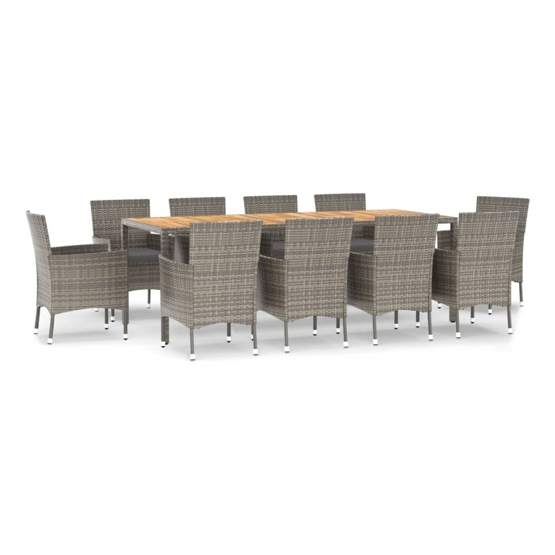 Afuera Living Contemporary Synthetic Poly Rattan 11PC Garden Dining Set in Gray