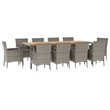 Afuera Living Contemporary Synthetic Poly Rattan 11PC Garden Dining Set in Gray