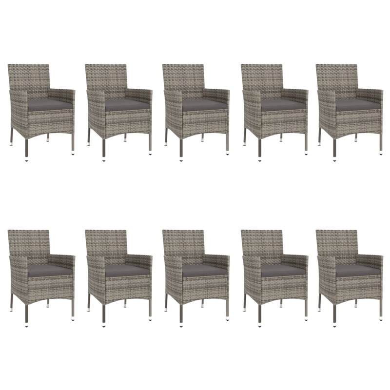 Afuera Living Contemporary Synthetic Poly Rattan 11PC Garden Dining Set in Gray