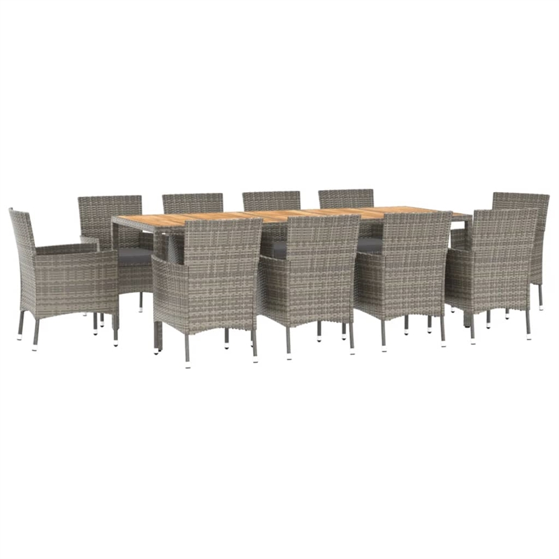 Afuera Living Contemporary Synthetic Poly Rattan 11PC Garden Dining Set in Gray