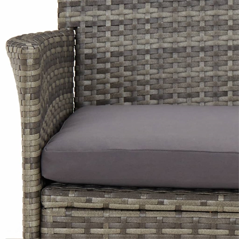 Afuera Living Contemporary Synthetic Poly Rattan 11PC Garden Dining Set in Gray