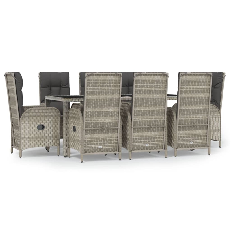 Afuera Living Contemporary Synthetic Poly Rattan Garden Dining Set in Gray