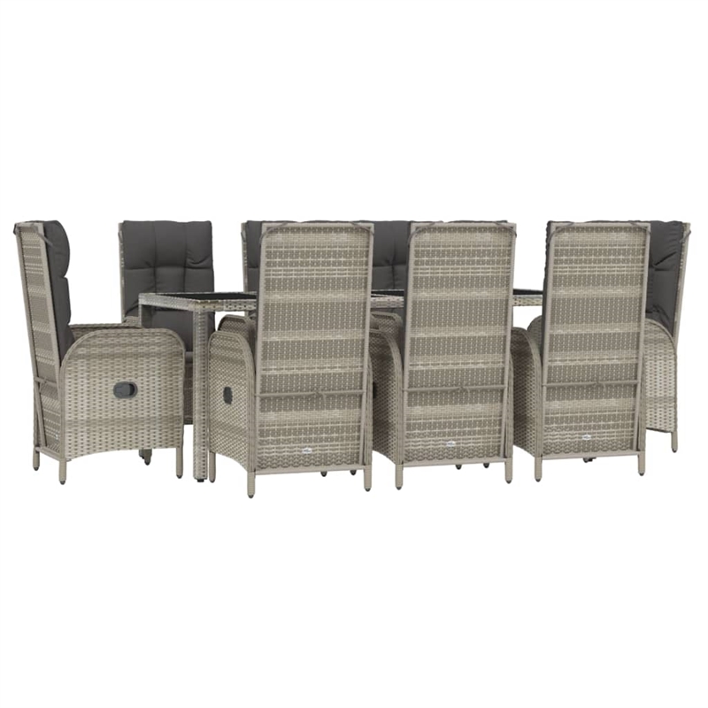 Afuera Living Contemporary Synthetic Poly Rattan Garden Dining Set in Gray