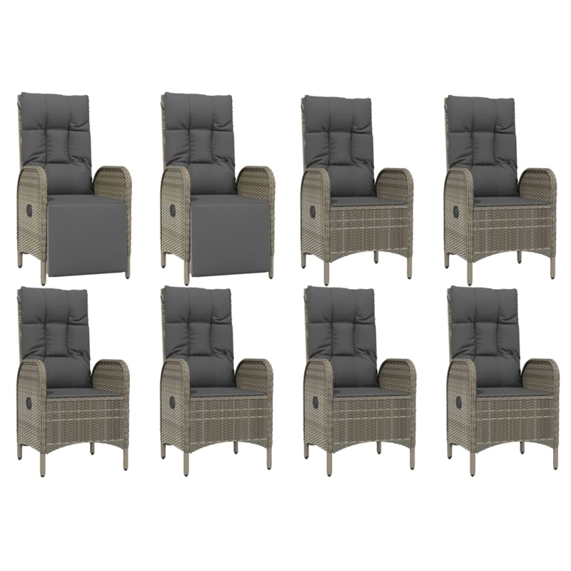 Afuera Living Contemporary Synthetic Poly Rattan Garden Dining Set in Gray