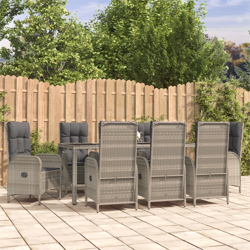 Afuera Living Contemporary Synthetic Poly Rattan Garden Dining Set in Gray