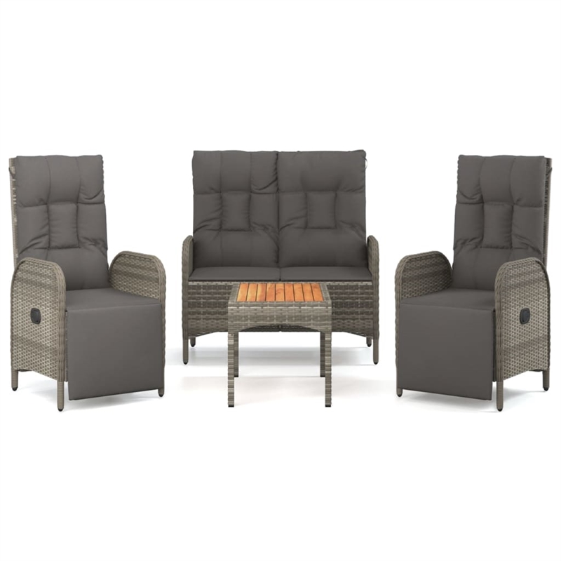 Afuera Living Contemporary Synthetic Poly Rattan Garden Dining Set in Gray