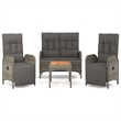Afuera Living Contemporary Synthetic Poly Rattan Garden Dining Set in Gray