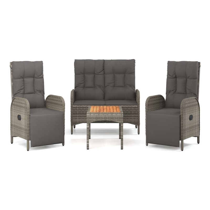 Afuera Living Contemporary Synthetic Poly Rattan Garden Dining Set in Gray