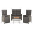 Afuera Living Contemporary Synthetic Poly Rattan Garden Dining Set in Gray
