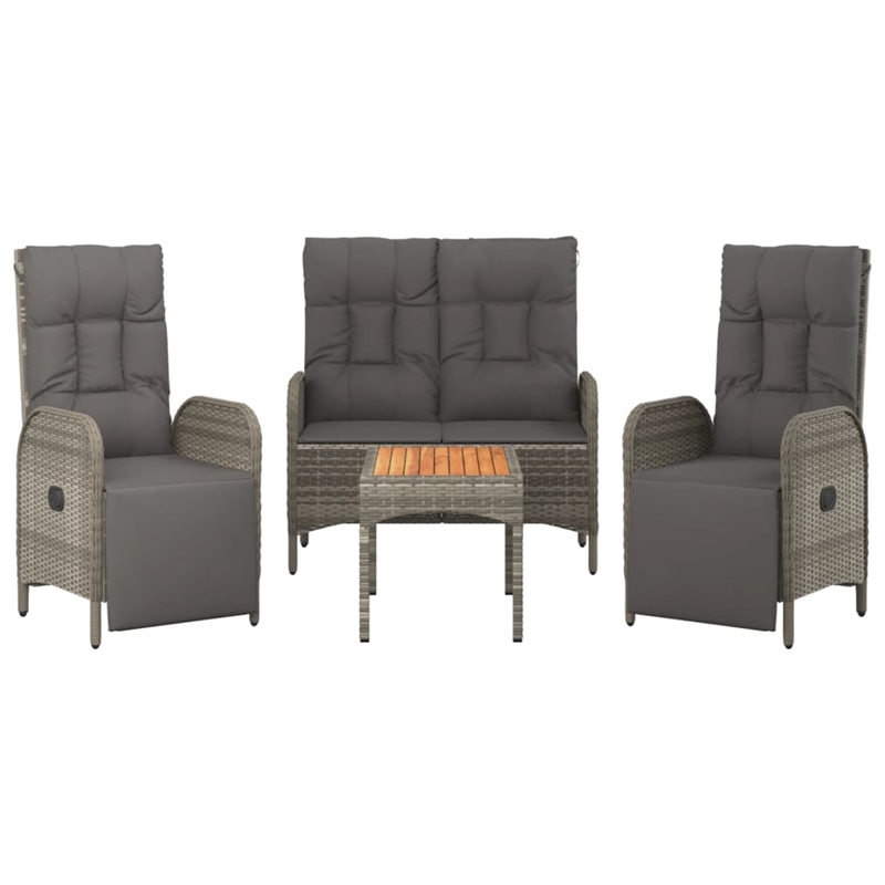 Afuera Living Contemporary Synthetic Poly Rattan Garden Dining Set in Gray