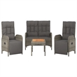 Afuera Living Contemporary Synthetic Poly Rattan Garden Dining Set in Gray