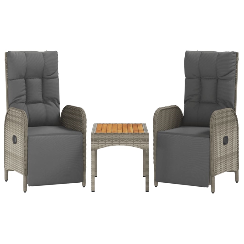 Afuera Living Contemporary Synthetic Poly Rattan Garden Dining Set in Gray