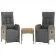 Afuera Living Contemporary Synthetic Poly Rattan Garden Dining Set in Gray