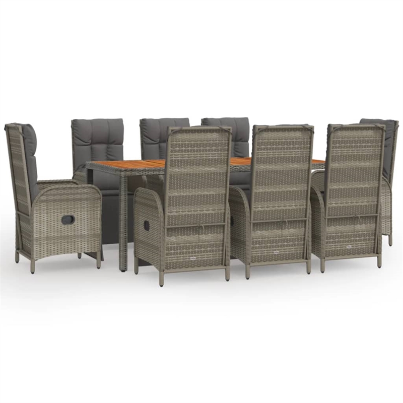 Afuera Living Contemporary Synthetic Poly Rattan Garden Dining Set in Gray
