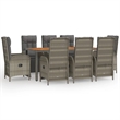 Afuera Living Contemporary Synthetic Poly Rattan Garden Dining Set in Gray