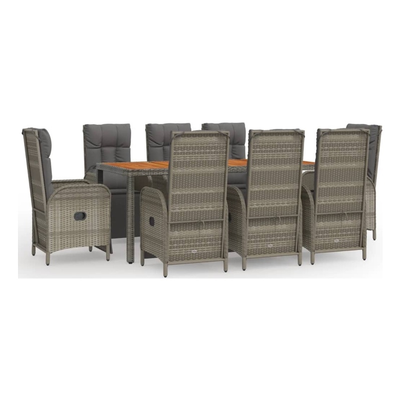 Afuera Living Contemporary Synthetic Poly Rattan Garden Dining Set in Gray