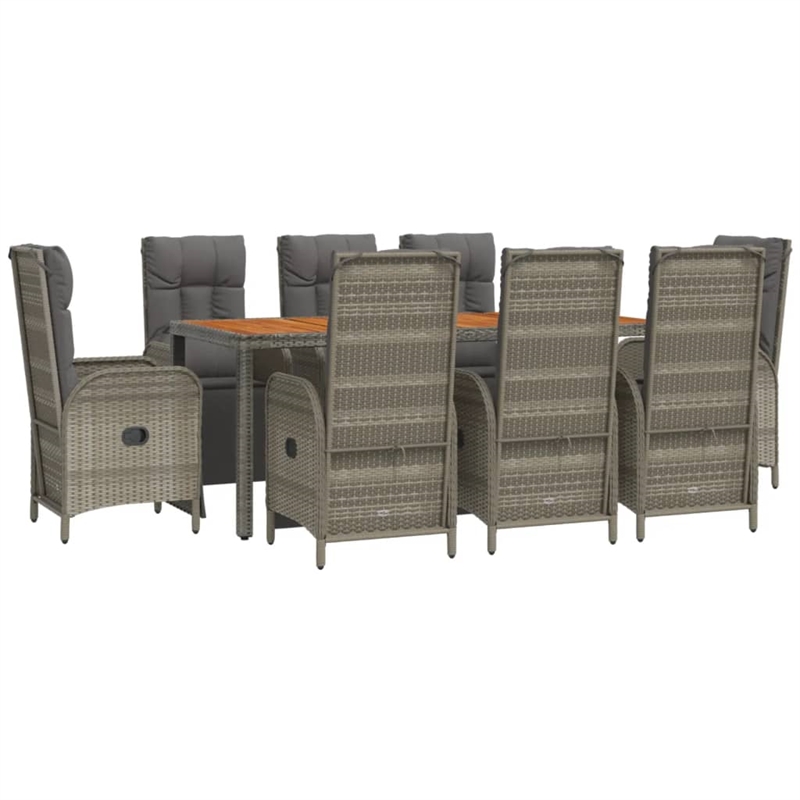 Afuera Living Contemporary Synthetic Poly Rattan Garden Dining Set in Gray