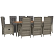 Afuera Living Contemporary Synthetic Poly Rattan Garden Dining Set in Gray