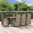 Afuera Living Contemporary Synthetic Poly Rattan Garden Dining Set in Gray