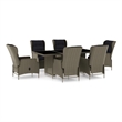 Afuera Living Contemporary Synthetic Poly Rattan Patio Dining Set in Brown