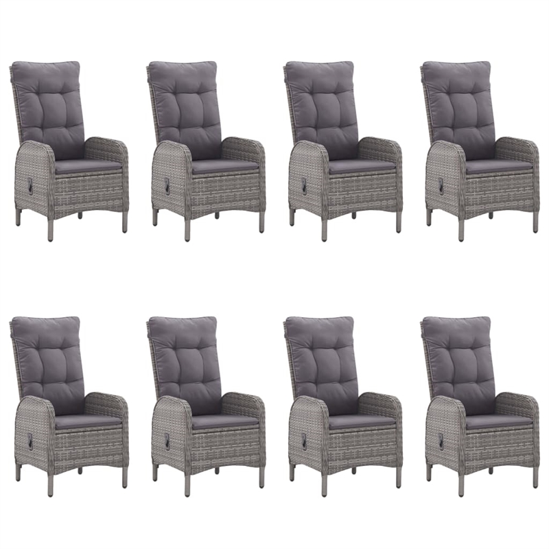 Afuera Living Contemporary Synthetic Poly Rattan Garden Dining Set in Gray
