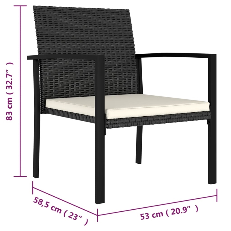 Afuera Living Contemporary Synthetic Poly Rattan Dining Set in Black/Cream