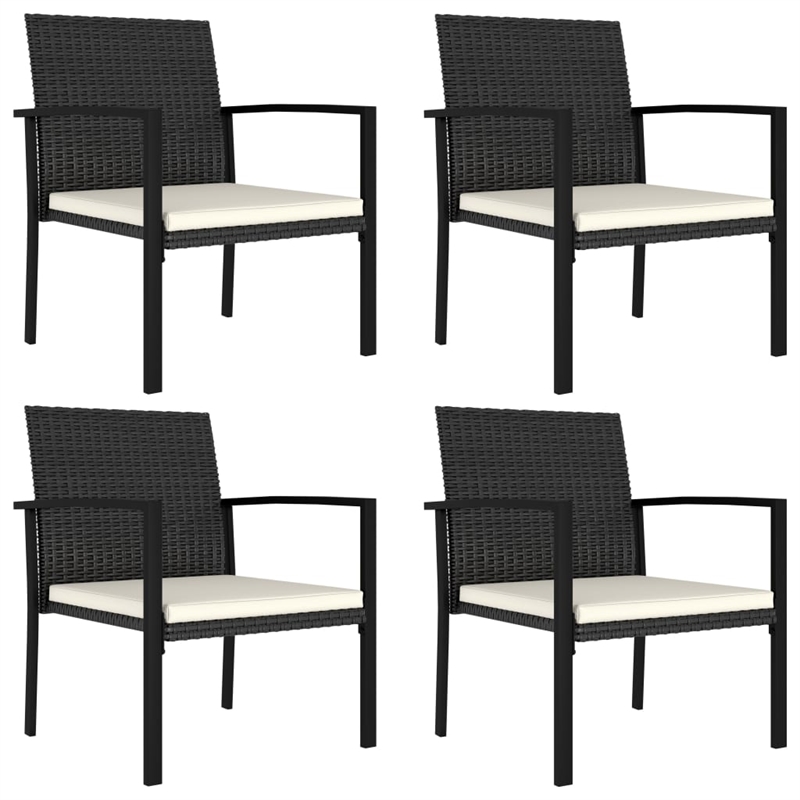 Afuera Living Contemporary Synthetic Poly Rattan Dining Set in Black/Cream
