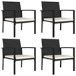 Afuera Living Contemporary Synthetic Poly Rattan Dining Set in Black/Cream