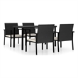 Afuera Living Contemporary Synthetic Poly Rattan Dining Set in Black/Cream
