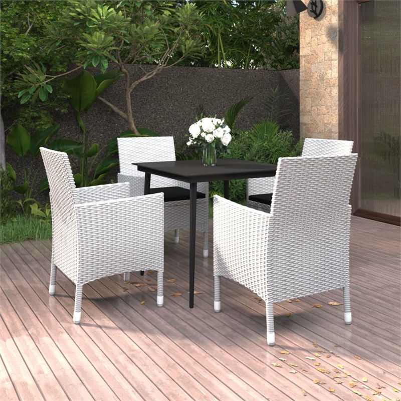 Afuera Living Contemporary PE Rattan Medium Garden Dining Set White